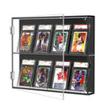 FEMELI Acrylic Baseball Card Display CaseClear View 8 Graded Trading Card Frame with UV ProtectionWall Mount Sports Card Case with Magnetic Door for Football Basketball Hockey Pokemon Collection