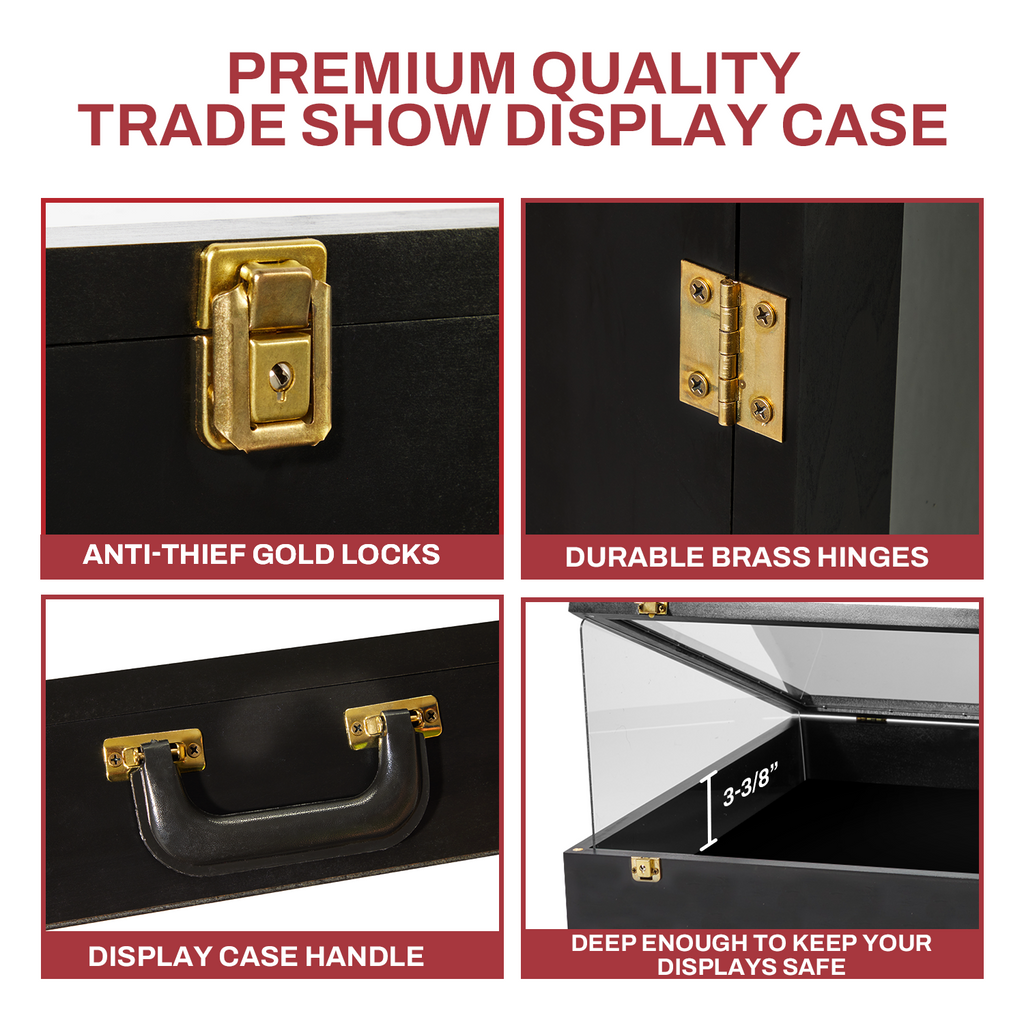 Portable Trade Show Card Display Case with Acrylic Lid