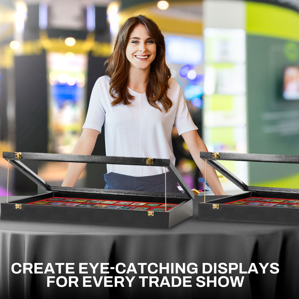 Portable Trade Show Card Display Case with Acrylic Lid
