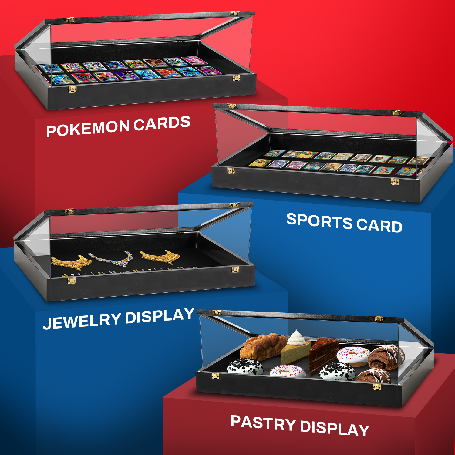 Portable Trade Show Card Display Case with Acrylic Lid